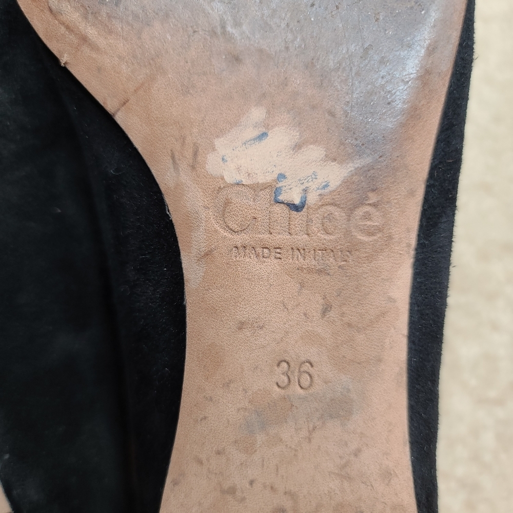 Chloé Lauren Scalloped Black Suede Ballet Flats Size 36 - Picture 10 of 10